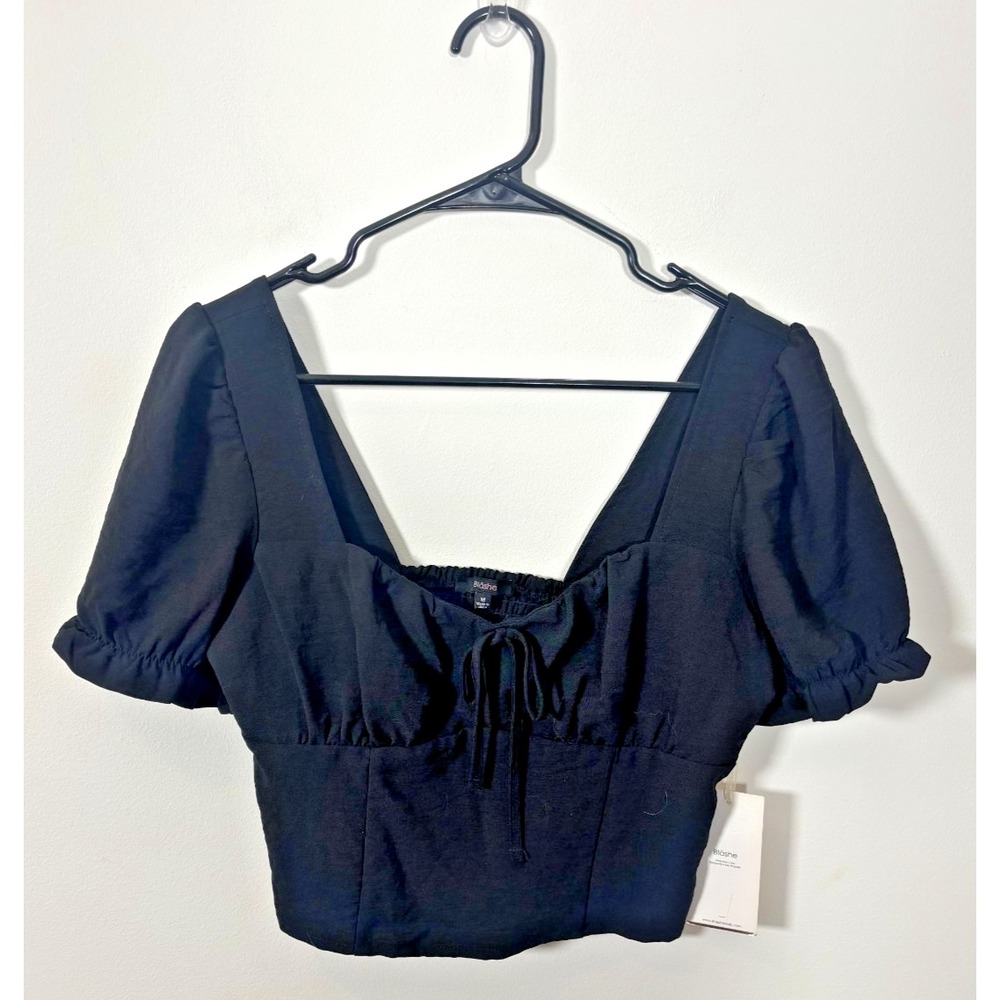 Blashe Medium Black Crop Top Short Sleeve NWT Going Out Top